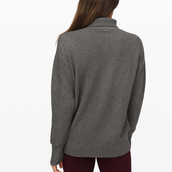 Lululemon Cozy Calling Turtleneck Ribbed Sweater - Cotton / Yak - Gray - L - Picture 2 of 10